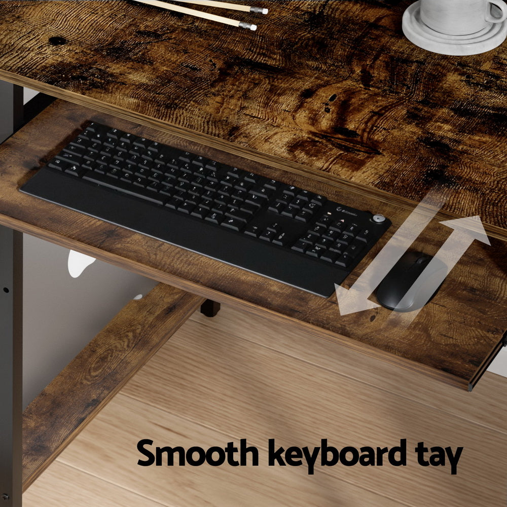 Laptop Stands: Artiss Computer Desk Laptop Desks Home Office Study Table Open Shelf Brown 120CM