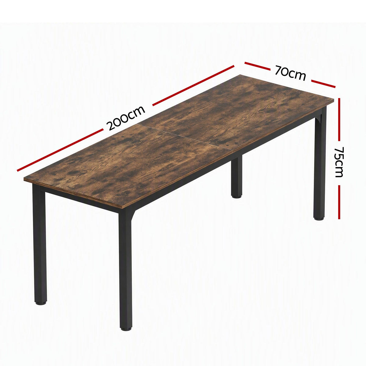 Artiss Computer Desk 2 Person Double Workstation Study Table Rustic Brown 200cm