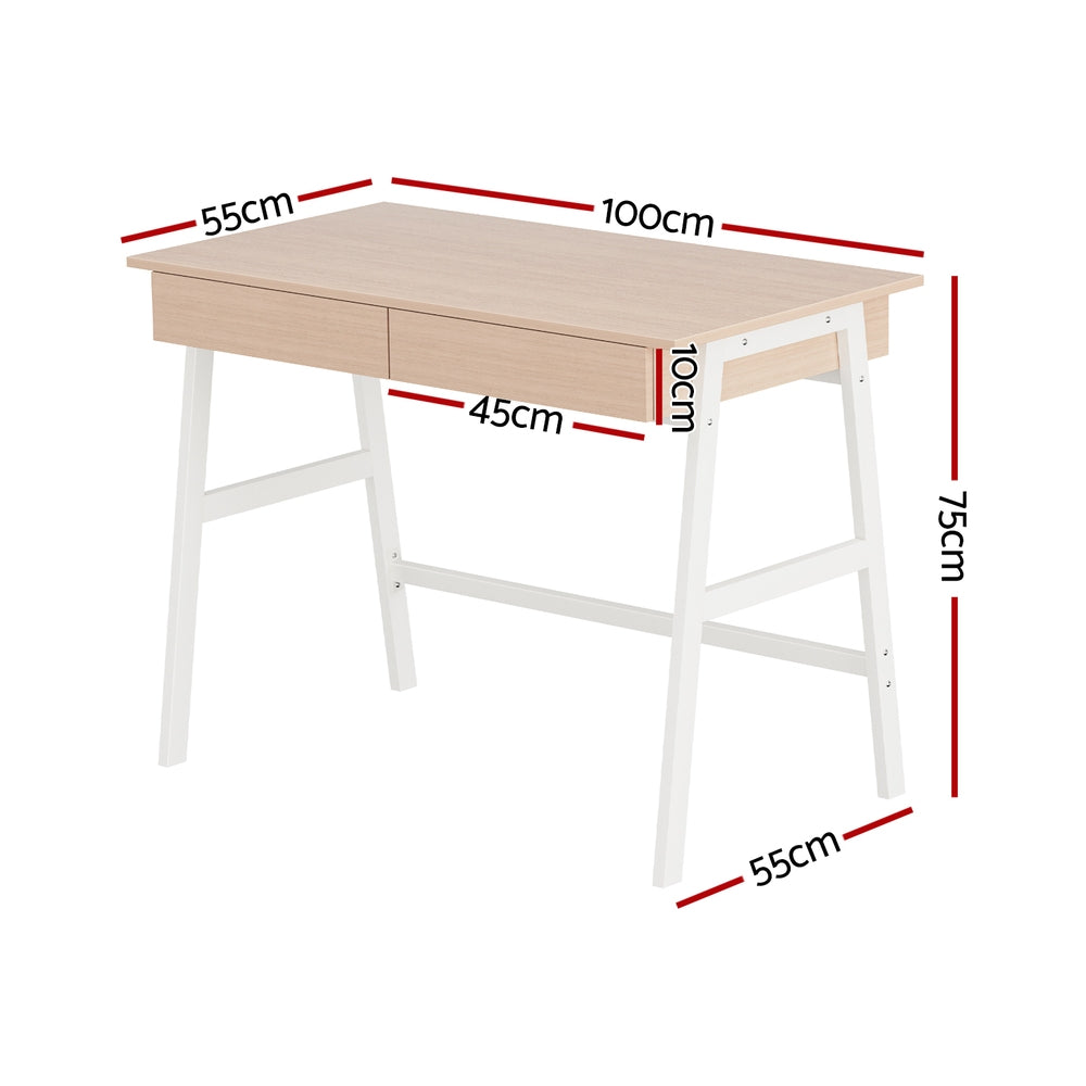 Desks: Artiss Computer Desk Drawer Cabinet Oak 100CM