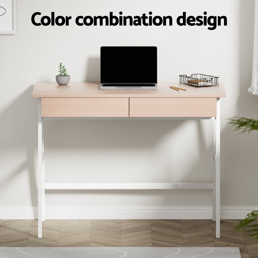 Desks: Artiss Computer Desk Drawer Cabinet Oak 100CM