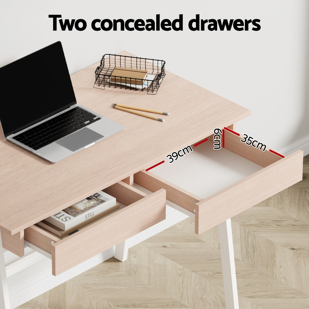 Desks: Artiss Computer Desk Drawer Cabinet Oak 100CM