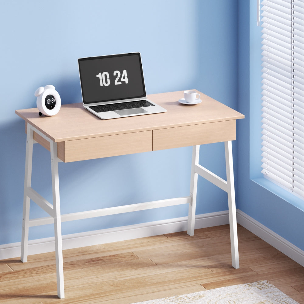 Desks: Artiss Computer Desk Drawer Cabinet Oak 100CM