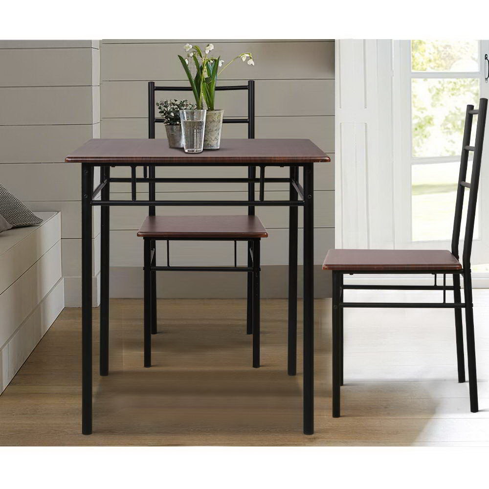 Dining Set: Artiss Dining Table And Chairs Set fo 3 Walnut