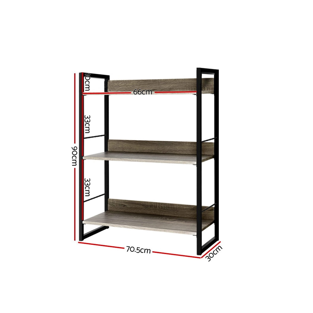 Bookcases & Shelves: Artiss Bookshelf 3 Tiers - NOE Black and Oak