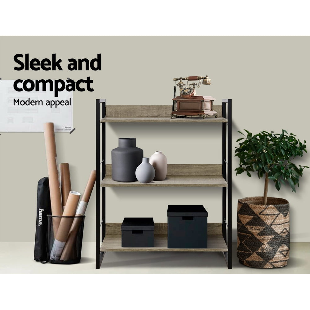 Bookcases & Shelves: Artiss Bookshelf 3 Tiers - NOE Black and Oak