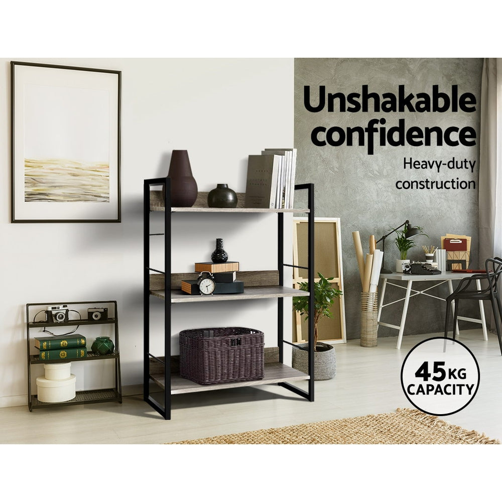 Bookcases & Shelves: Artiss Bookshelf 3 Tiers - NOE Black and Oak