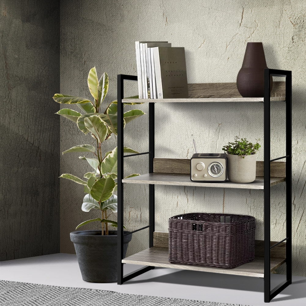Bookcases & Shelves: Artiss Bookshelf 3 Tiers - NOE Black and Oak