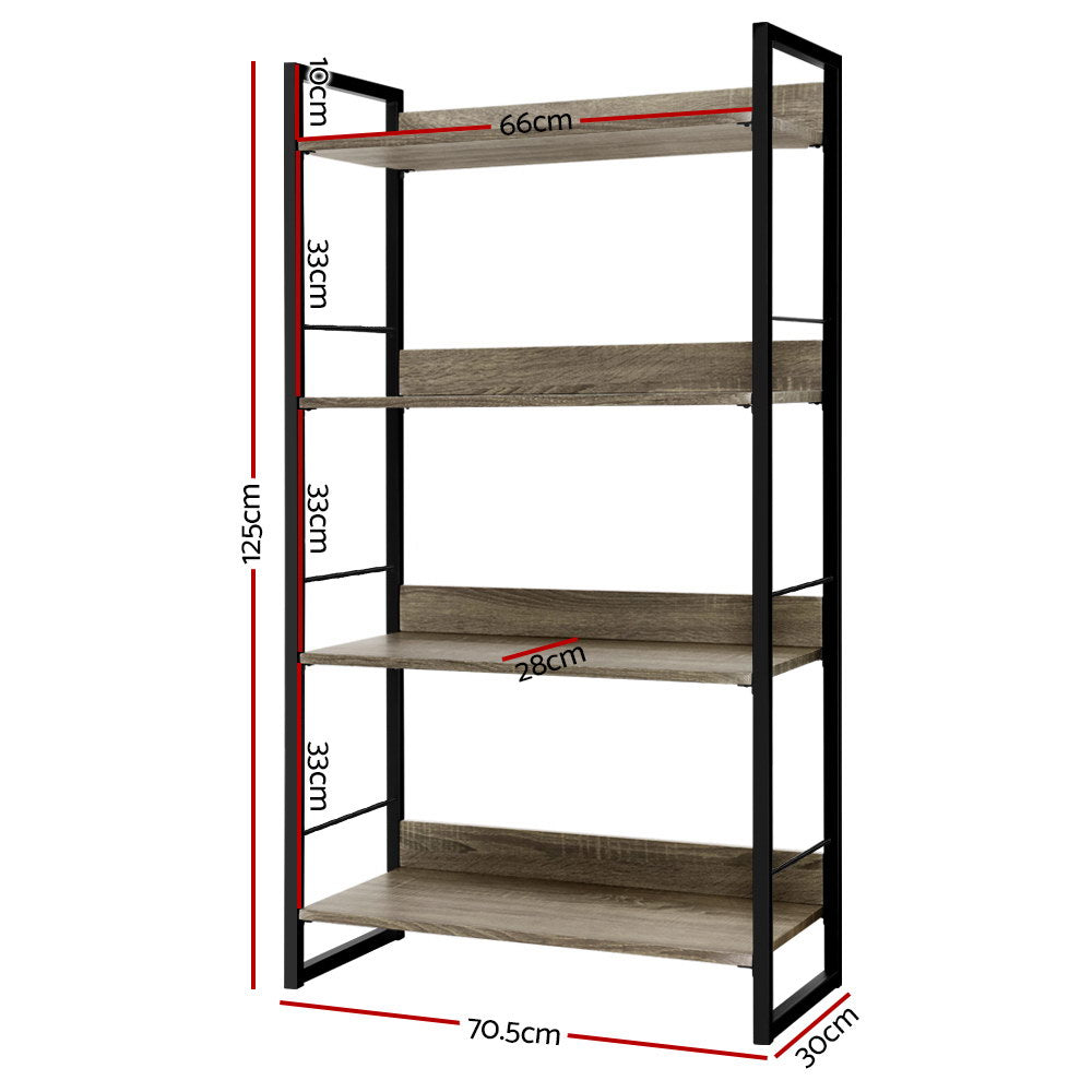 Bookcases & Shelves: Artiss Bookshelf 4 Tiers - NOE Black and Oak