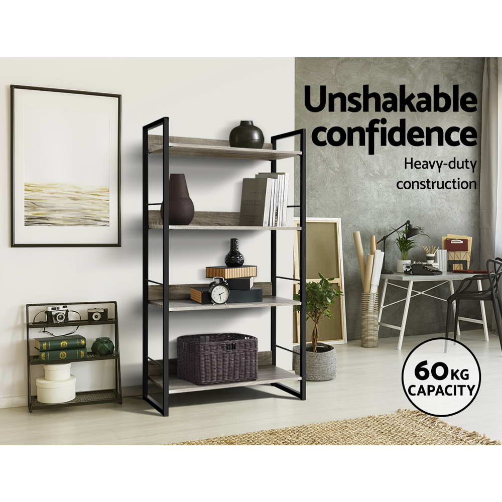 Bookcases & Shelves: Artiss Bookshelf 4 Tiers - NOE Black and Oak