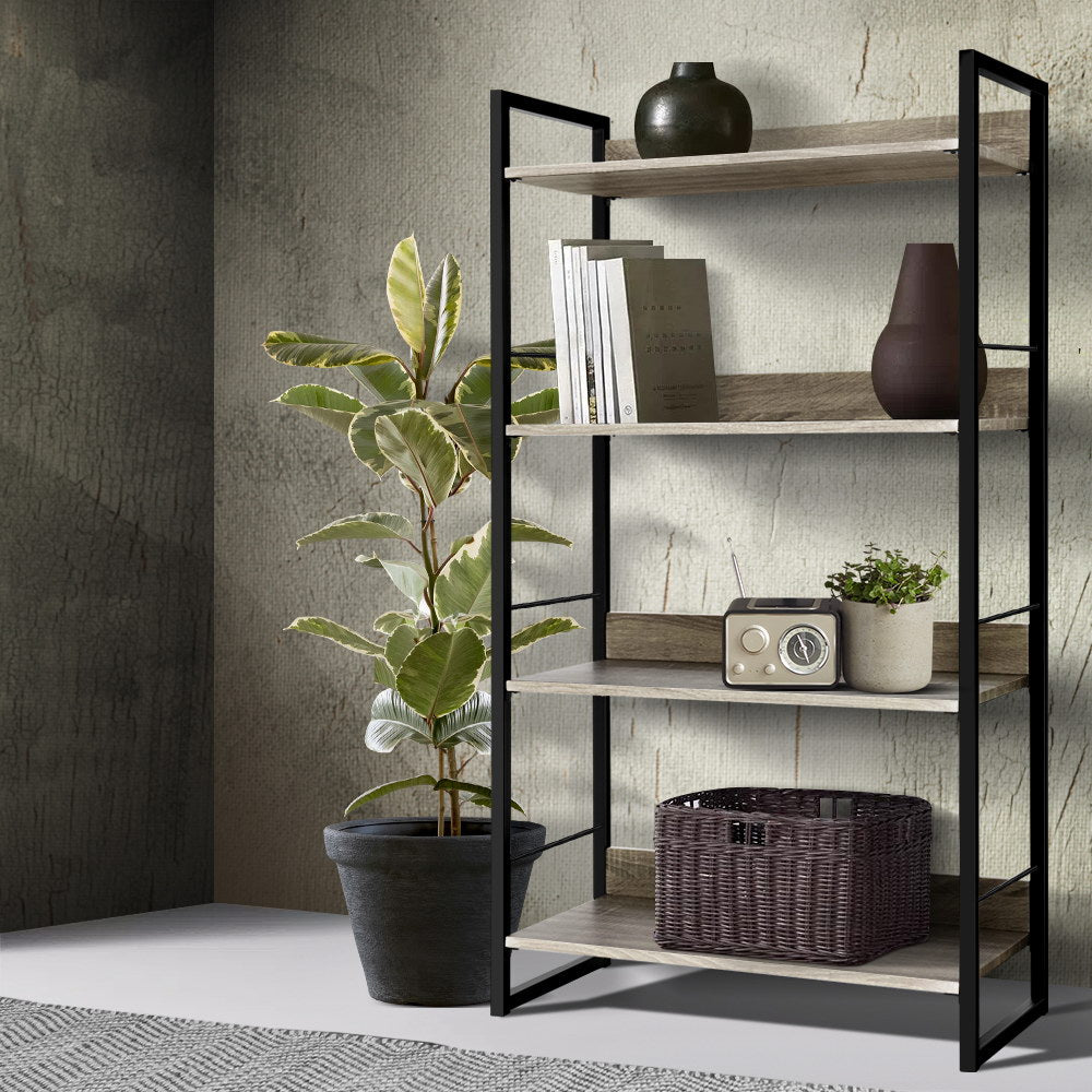 Bookcases & Shelves: Artiss Bookshelf 4 Tiers - NOE Black and Oak