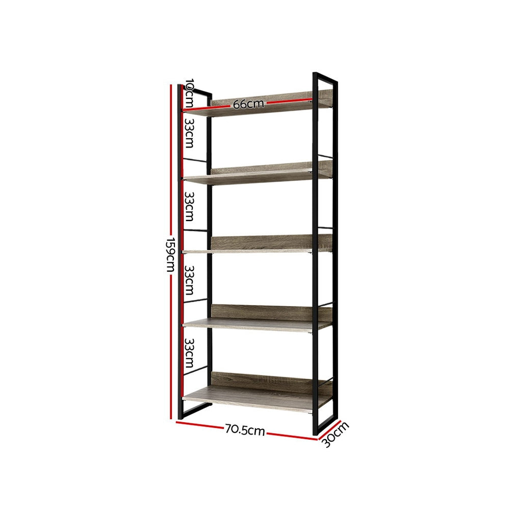 Bookcases & Shelves: Artiss Bookshelf 5 Tiers - NOE Black and Oak