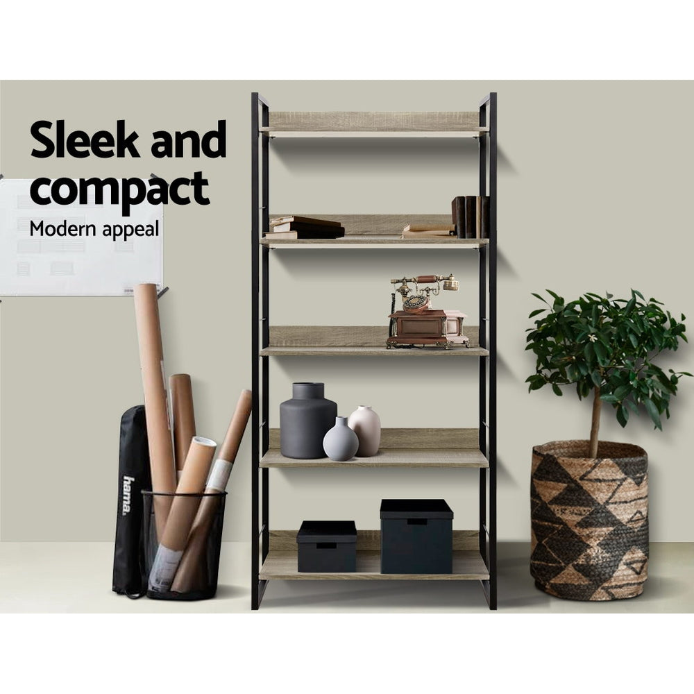 Bookcases & Shelves: Artiss Bookshelf 5 Tiers - NOE Black and Oak