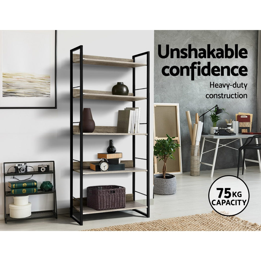 Bookcases & Shelves: Artiss Bookshelf 5 Tiers - NOE Black and Oak
