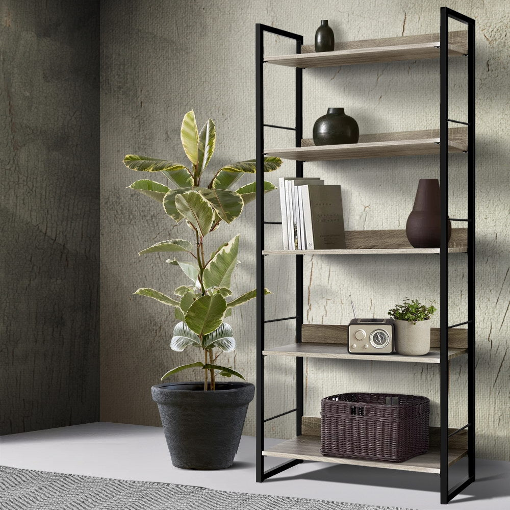 Bookcases & Shelves: Artiss Bookshelf 5 Tiers - NOE Black and Oak