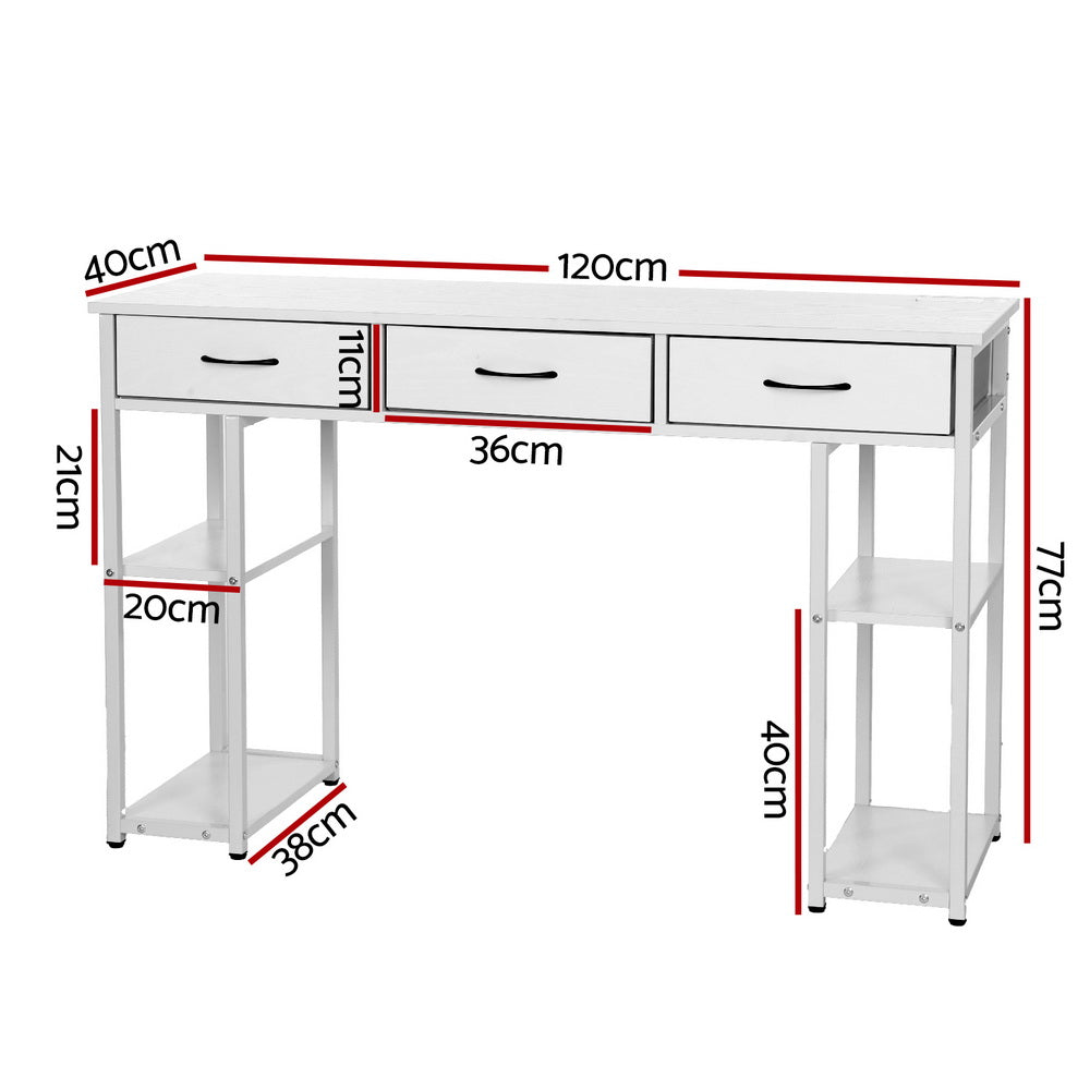 Desks: Artiss Computer Desk Drawer Shelves Study Table 120CM White