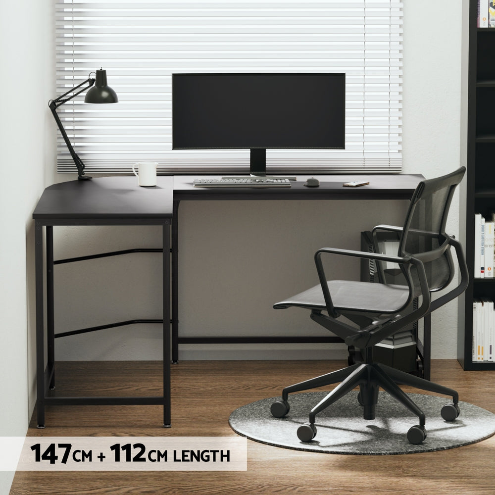 Desks: Artiss Computer Desk L-Shape CPU Stand Black 147CM