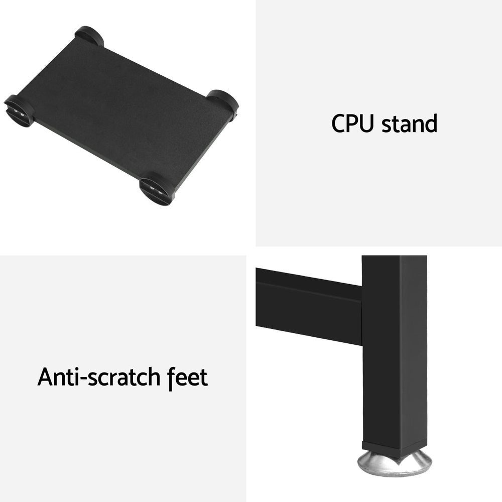 Desks: Artiss Computer Desk L-Shape CPU Stand Black 147CM