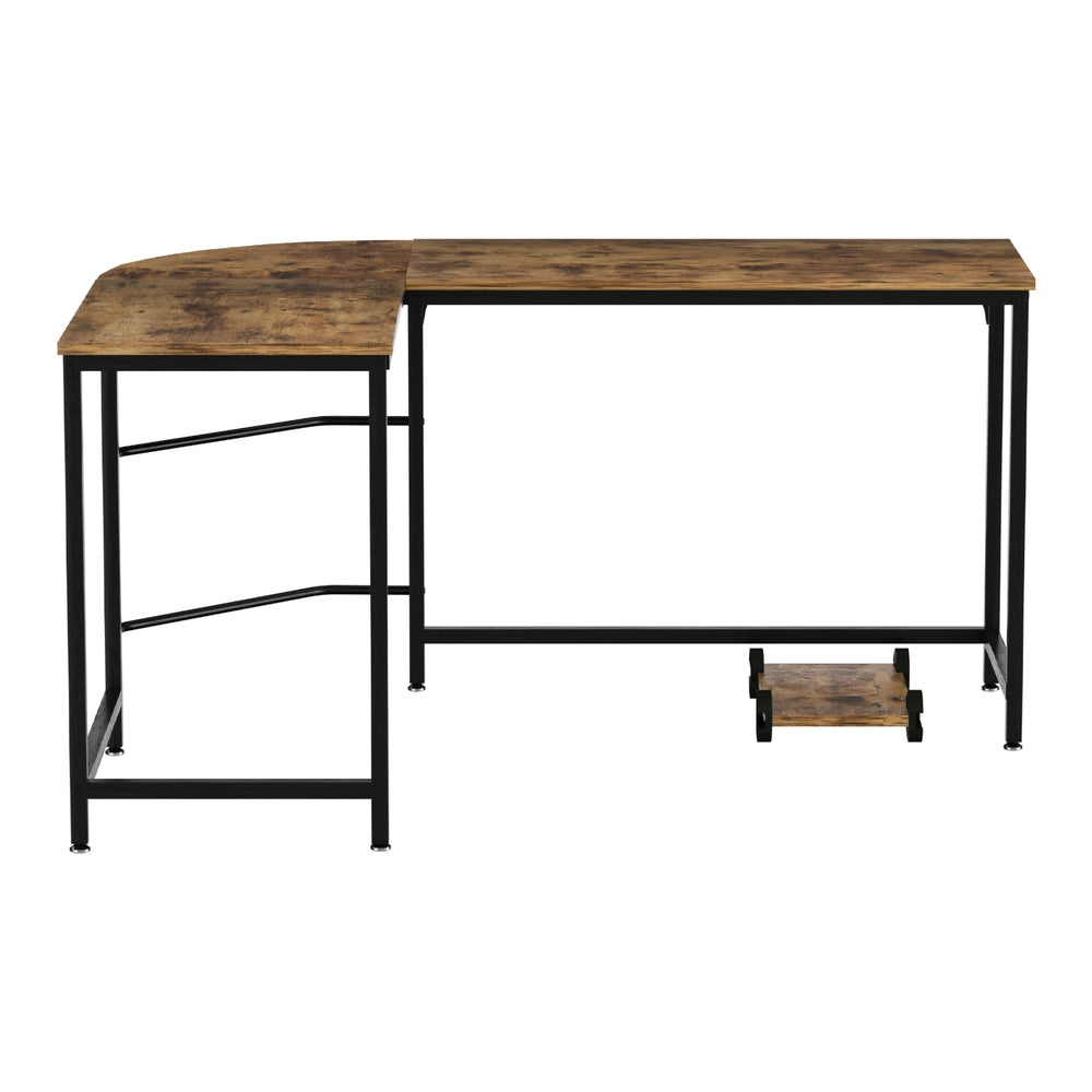 Desks: Artiss Computer Desk L-Shape CPU Stand Brown 147CM