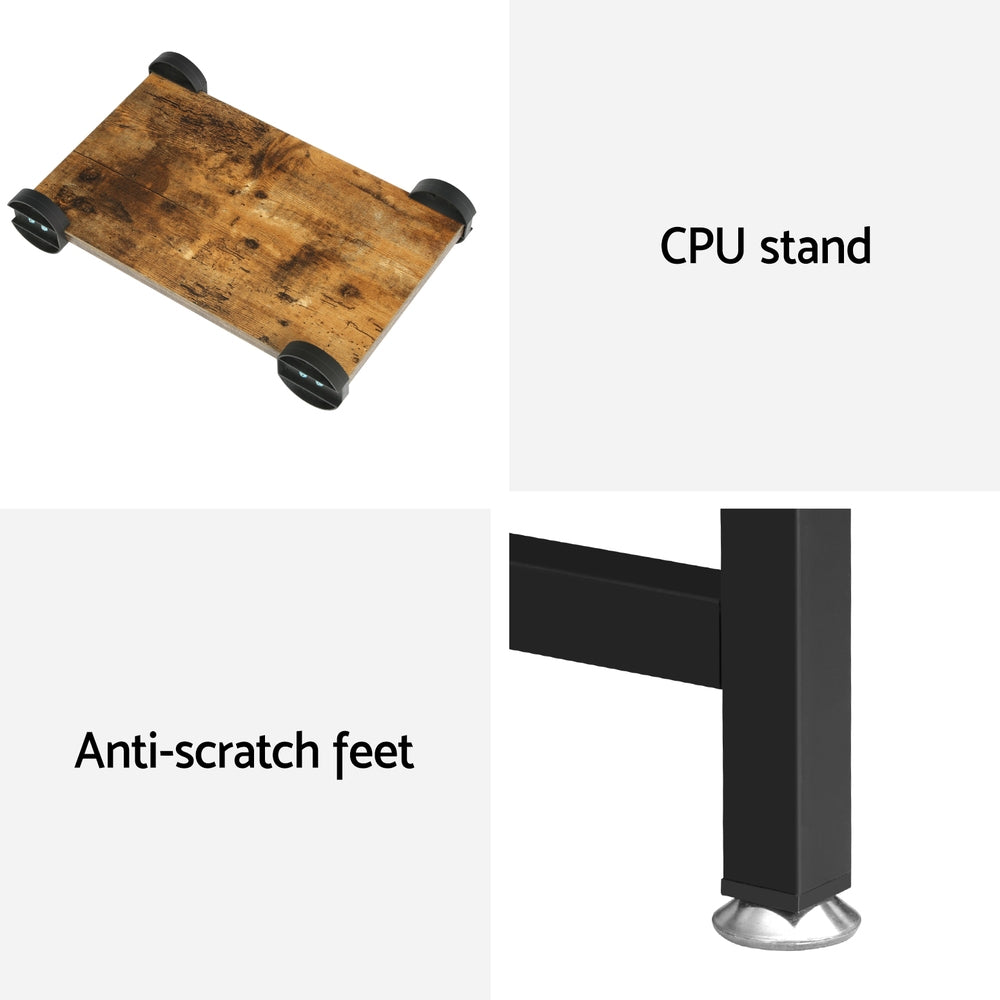 Desks: Artiss Computer Desk L-Shape CPU Stand Brown 147CM