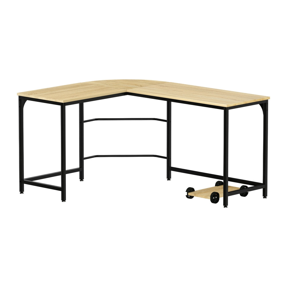 Desks: Artiss Computer Desk L-Shape CPU Stand Oak 147CM