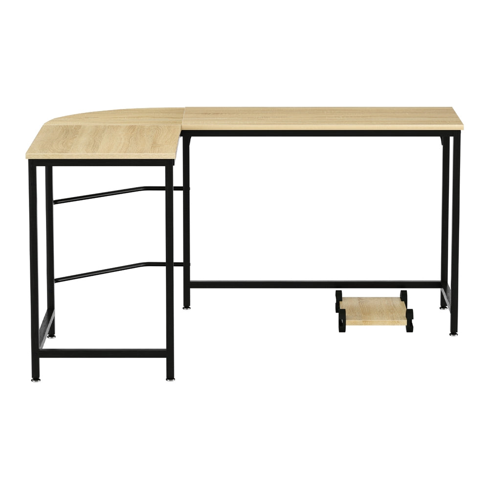 Desks: Artiss Computer Desk L-Shape CPU Stand Oak 147CM