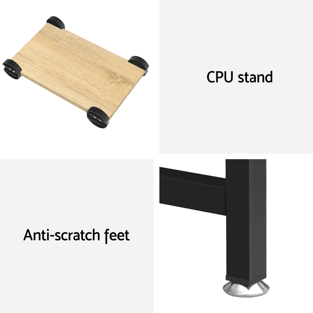 Desks: Artiss Computer Desk L-Shape CPU Stand Oak 147CM