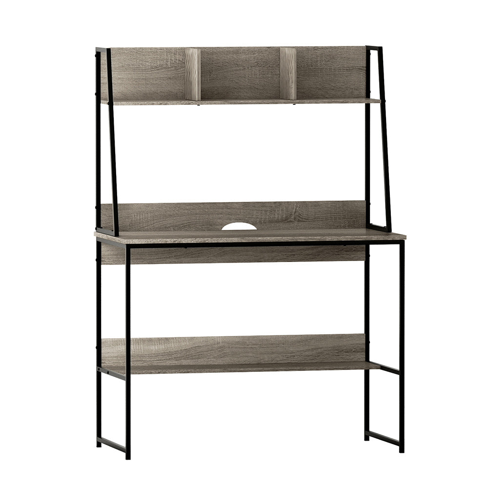 Desks: Artiss Computer Desk Bookshelf Storage Grey 100CM