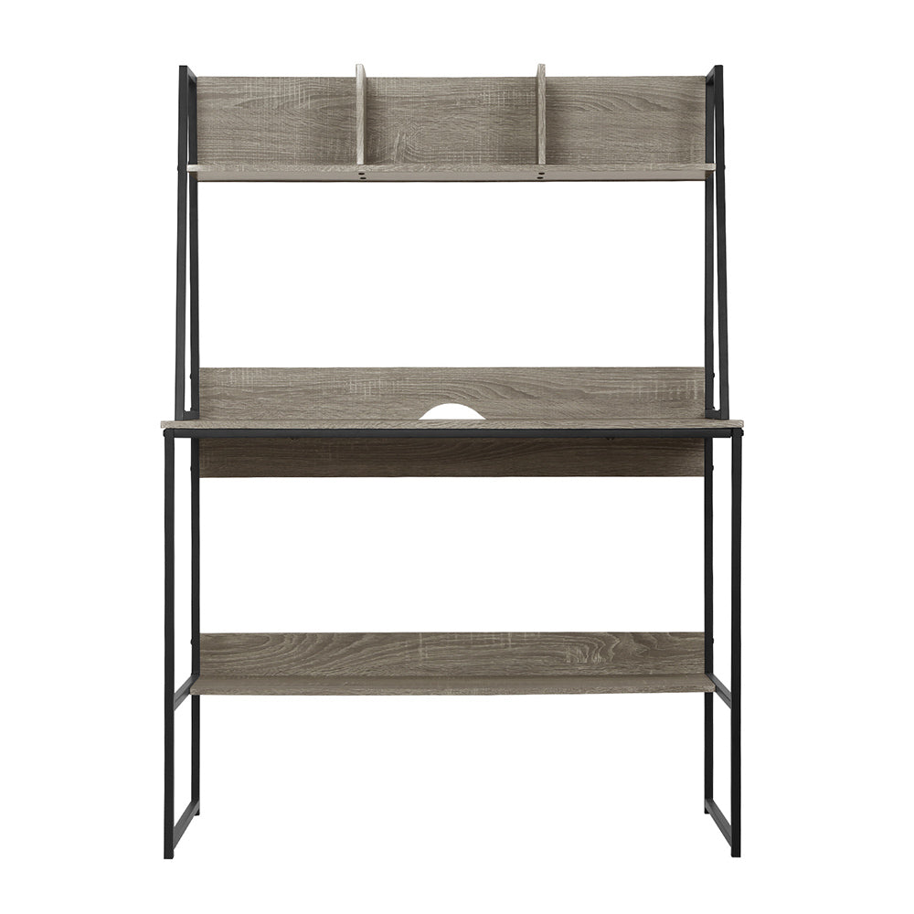 Desks: Artiss Computer Desk Bookshelf Storage Grey 100CM