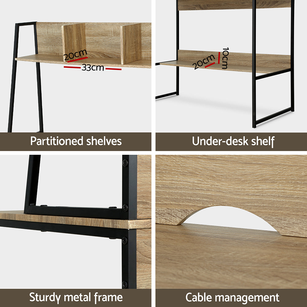 Desks: Artiss Computer Desk Bookshelf Storage 100CM Oak