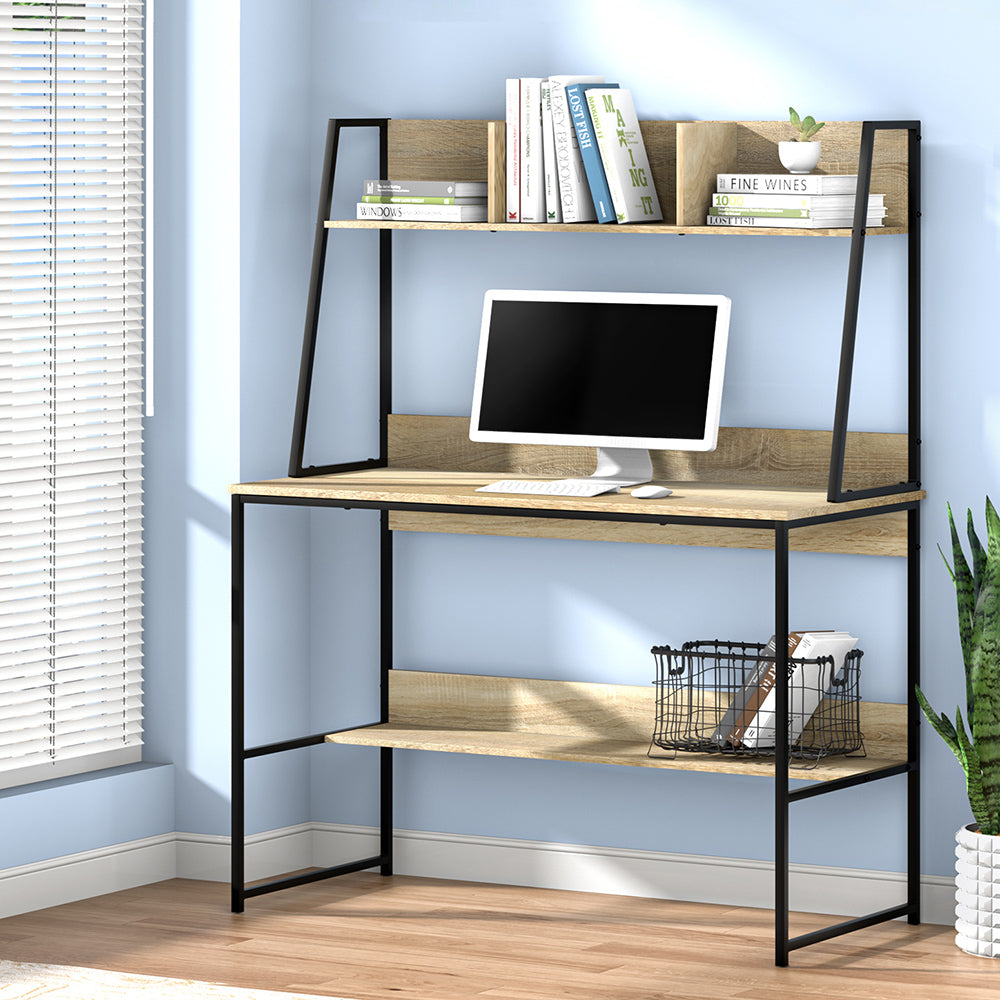 Desks: Artiss Computer Desk Bookshelf Storage 100CM Oak