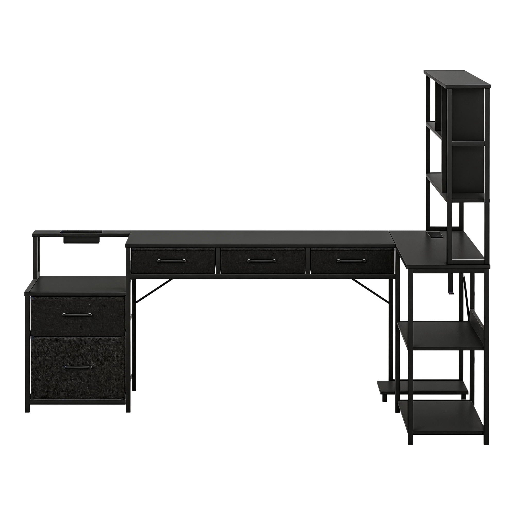 Artiss 200cm L Shaped Gaming Desk Computer Desk with LED Lights & Power Outlets