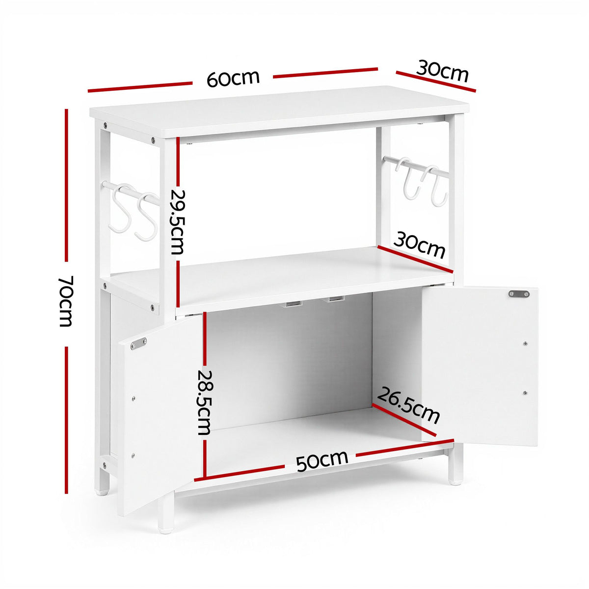 Artiss 20 Gallon Fish Tank Stand 3-Tier Aquarium Stand with Storage Cabinet and Open Shelf White