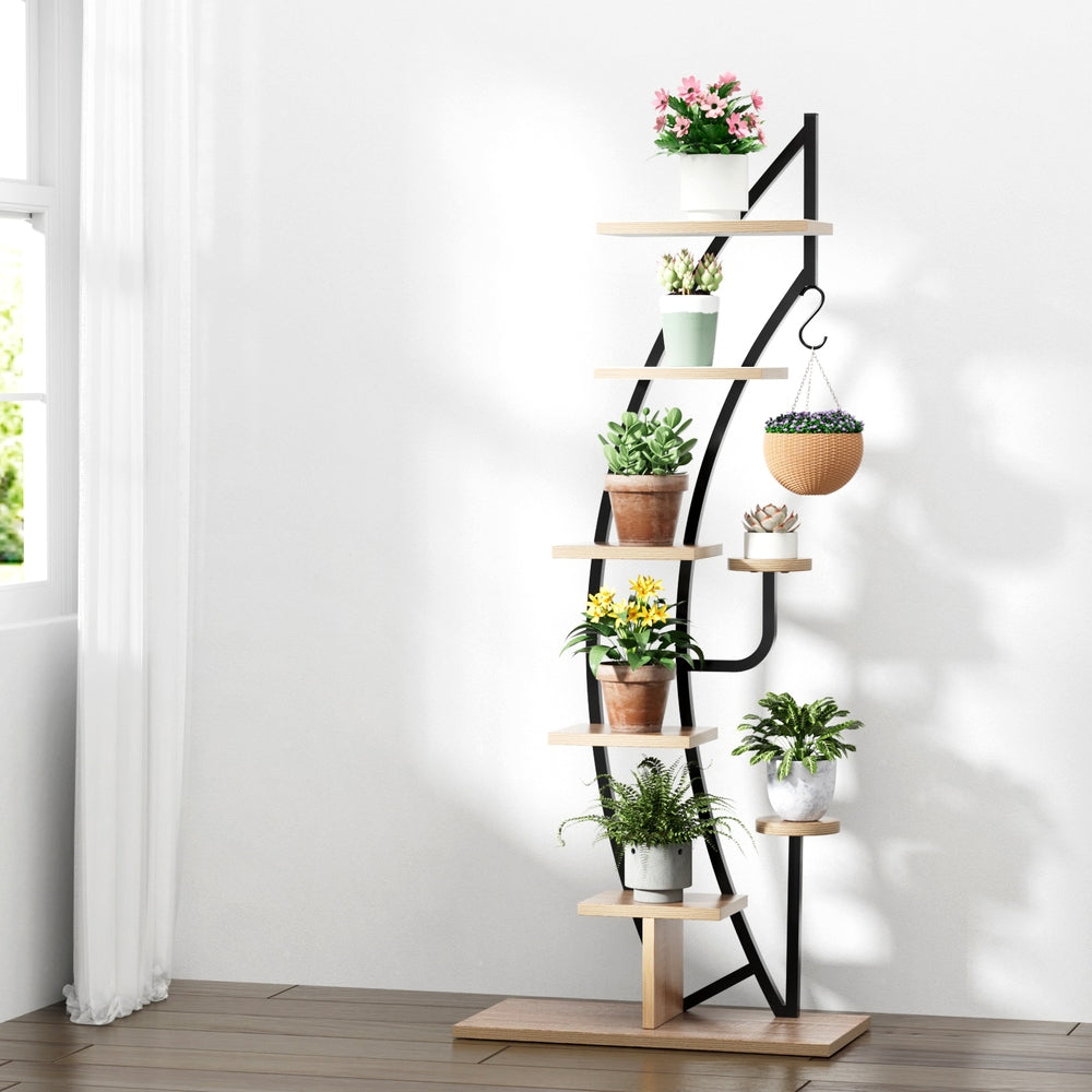 Bookcases & Shelves: Artiss Plant Stand 6 Tier Ladder Corner Shelf