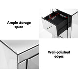 Bedside Tables: Artiss Bedside Table 3 Drawers Mirrored - QUENN Silver