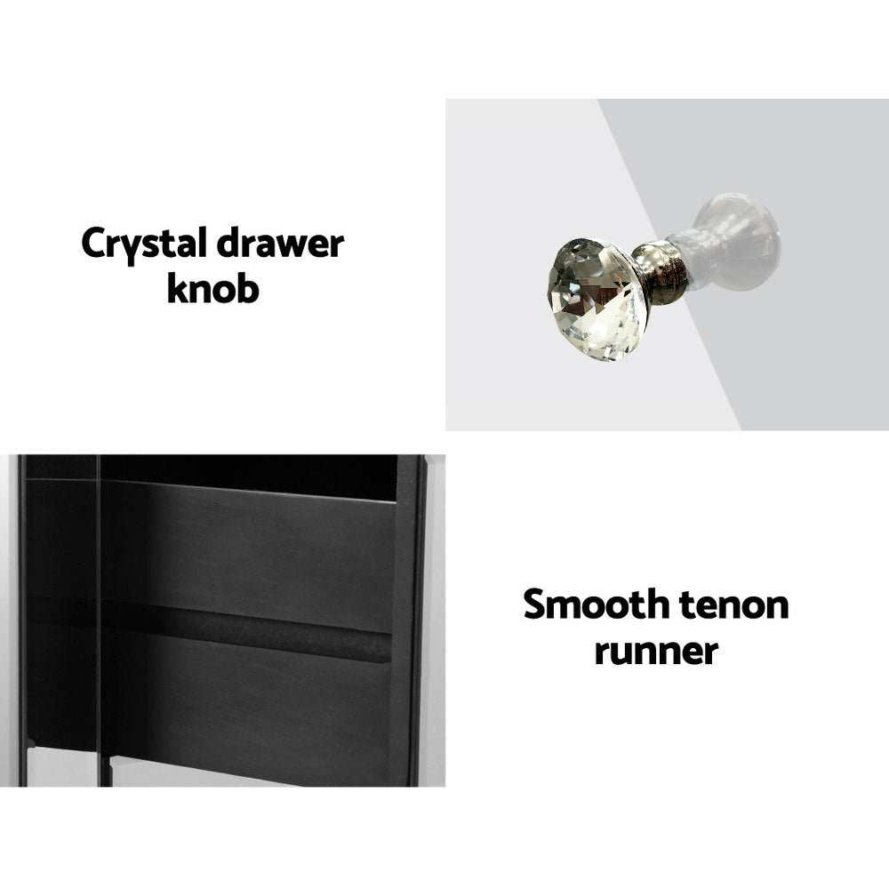 Bedside Tables: Artiss Bedside Table 3 Drawers Mirrored - QUENN Silver