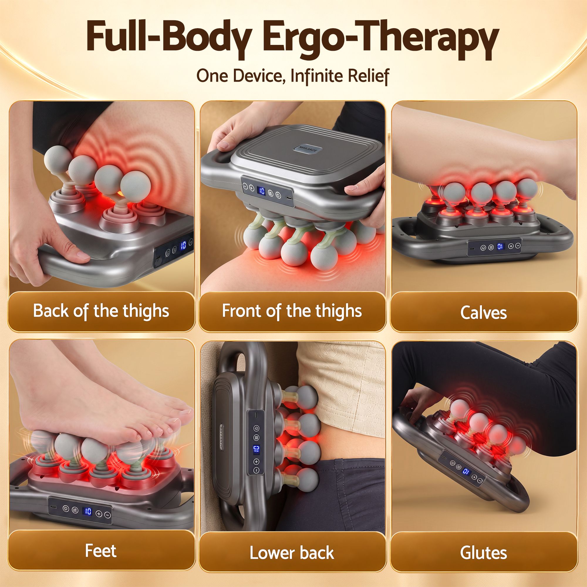 Everfit Deep Tissue Massager 16 Heads with 20 Intensities Deep Percussion Massage Gun Rechargeable