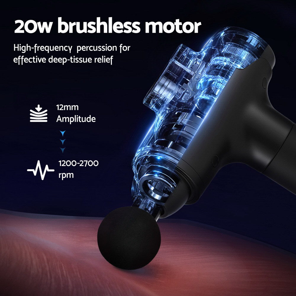 Massagers: Everfit Massage Gun 30 Speed 8 Heads Vibration Muscle Massager Chargeable Black