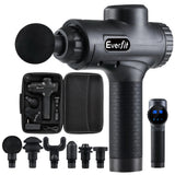 Massagers: Everfit Massage Gun 30 Speed 6 Heads Vibration Muscle Massager Chargeable Black