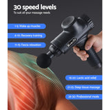 Massagers: Everfit Massage Gun 30 Speed 6 Heads Vibration Muscle Massager Chargeable Black