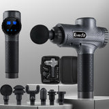 Massagers: Everfit Massage Gun 30 Speed 6 Heads Vibration Muscle Massager Chargeable Grey