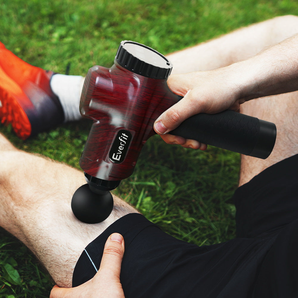 Massagers: Everfit Massage Gun 30 Speed 6 Heads Vibration Muscle Massager Chargeable Red