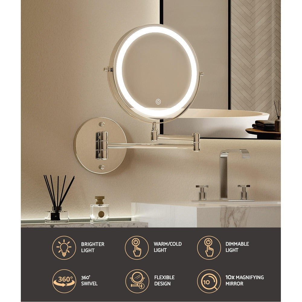 Makeup Mirrors: Embellir Extendable Makeup Mirror 10X Magnifying Double-Sided Bathroom Silver