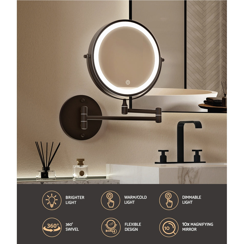 Makeup Mirrors: Embellir Extendable Makeup Mirror 10X Magnifying Double-Sided Bathroom Brown