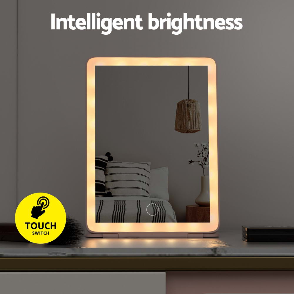 Makeup Mirrors: Embellir Compact Makeup Mirror w/ LED Light Portable Foldable Travel Beauty Pink