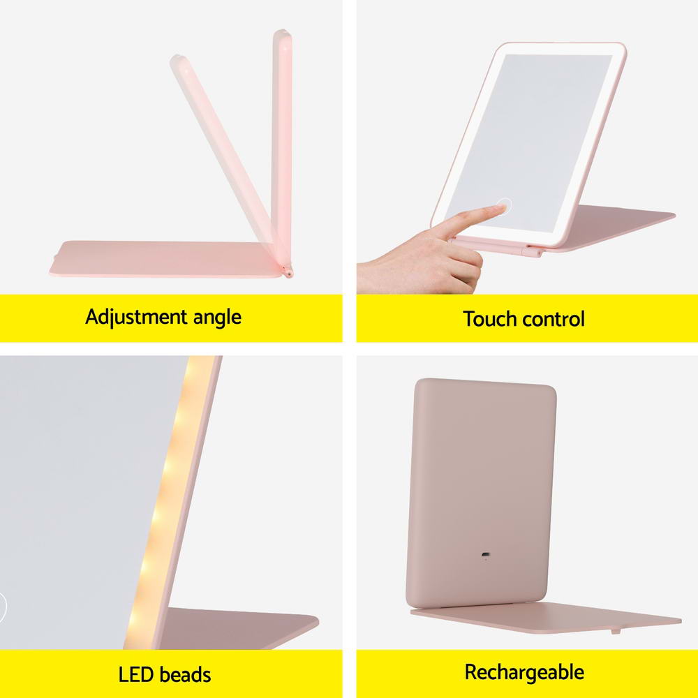 Makeup Mirrors: Embellir Compact Makeup Mirror w/ LED Light Portable Foldable Travel Beauty Pink