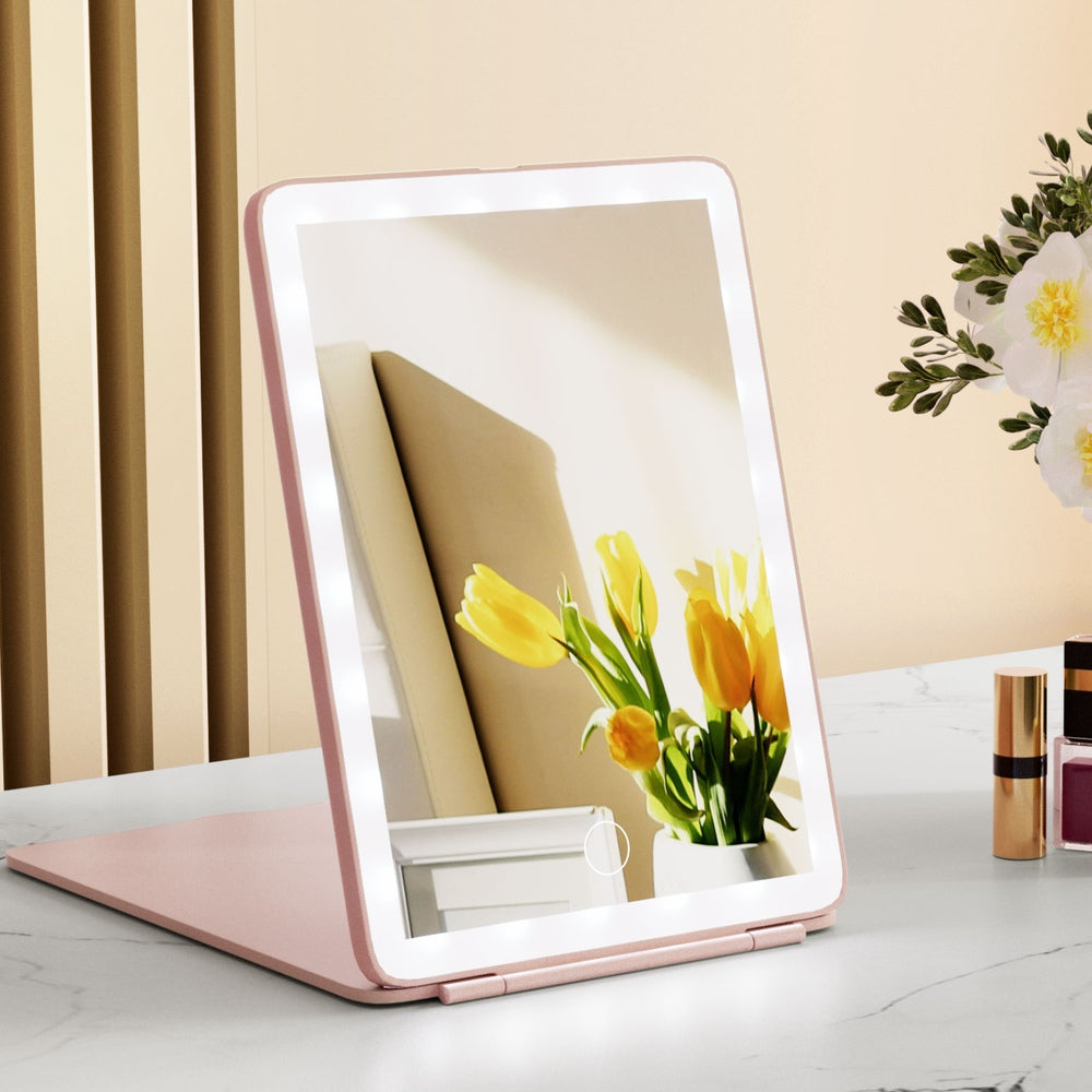 Makeup Mirrors: Embellir Compact Makeup Mirror w/ LED Light Portable Foldable Travel Beauty Pink