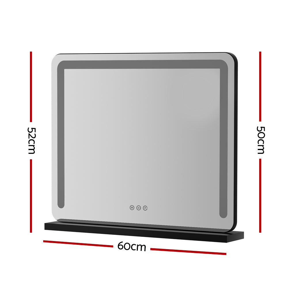 Makeup Mirrors: Embellir Makeup Mirror 60x50cm Hollywood Vanity with LED Light Tabletop Black