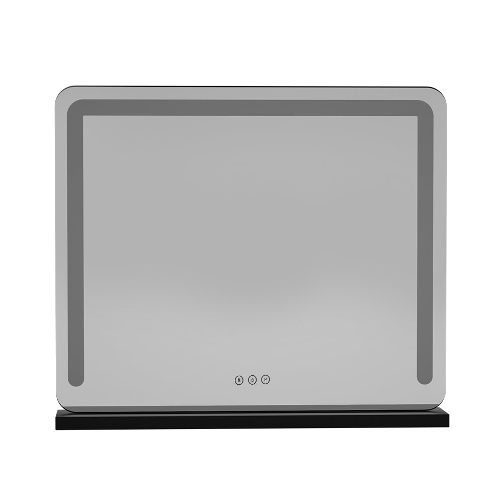 Makeup Mirrors: Embellir Makeup Mirror 60x50cm Hollywood Vanity with LED Light Tabletop Black