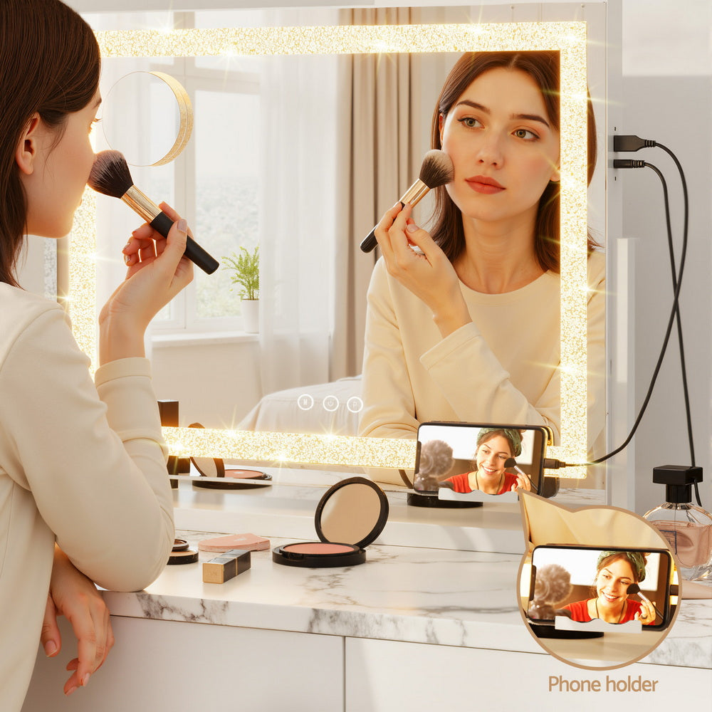 Embellir Makeup Mirror 60x50cm 360ï½ž Rotatable Vanity Mirror with Lights Crystal LED