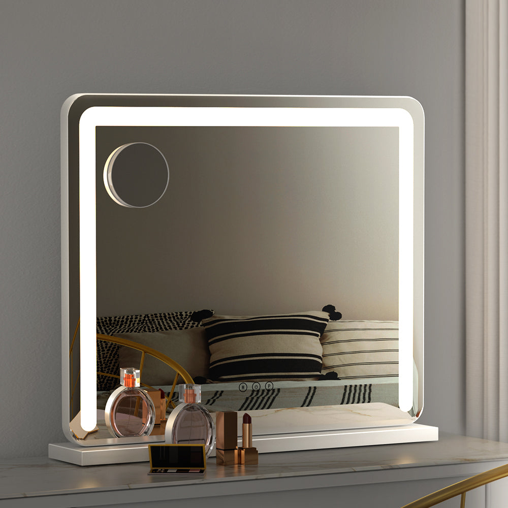 Mirrors: Embellir Makeup Mirror 60x50cm Hollywood Vanity with LED Light Tabletop White